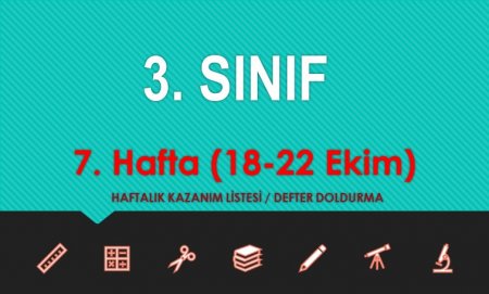 3. Sınıf 7. Hafta (18-22 Ekim) Haftalık Kazanım Listesi-Defter Doldurma