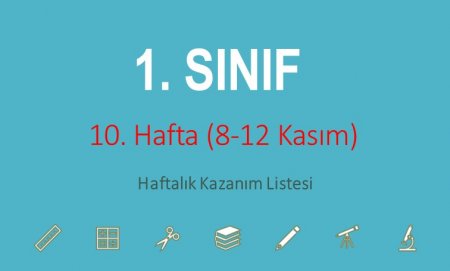 1. Sınıf 10. Hafta (8-12 Kasım) Haftalık Kazanım Listesi
