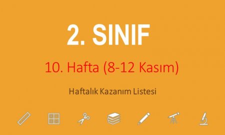 2. Sınıf 10. Hafta (8-12 Kasım) Haftalık Kazanım Listesi