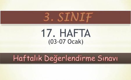 3. Sınıf 17. Hafta (3-7 Ocak) Haftalık Değerlendirme Sınavı