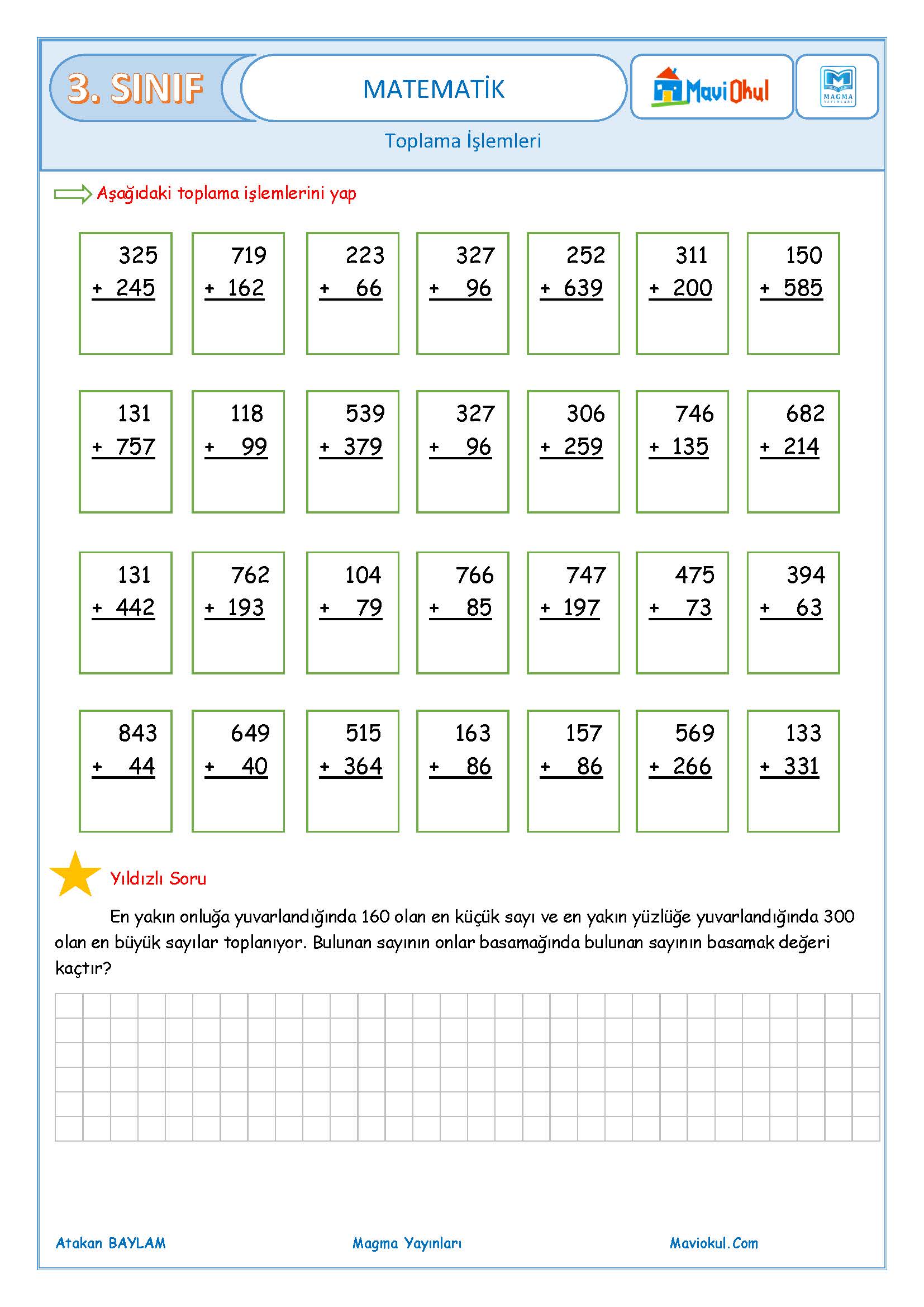3. Sınıf Matematik Toplama İşlemi