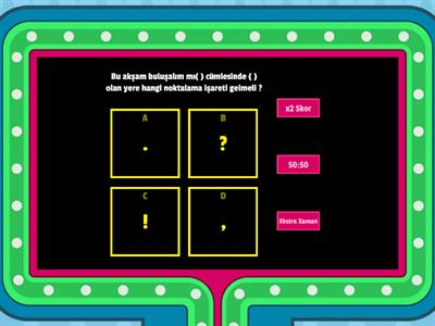3. Sınıf Türkçe Noktalama İşaretleri Game Show Oyunu