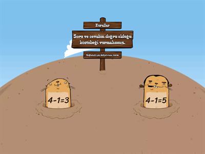 1. Sınıf Matematik Toplama İşlemi Köstebek Oyunu