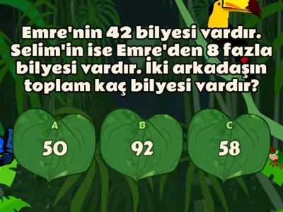 2. Sınıf Matematik Toplama İşlemi Problemleri Zıplama Oyunu