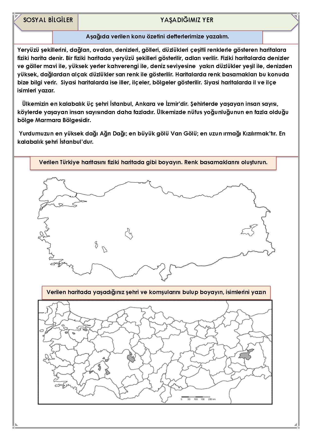 4. Sınıf Sosyal Bilgiler Yaşadığım Yer
