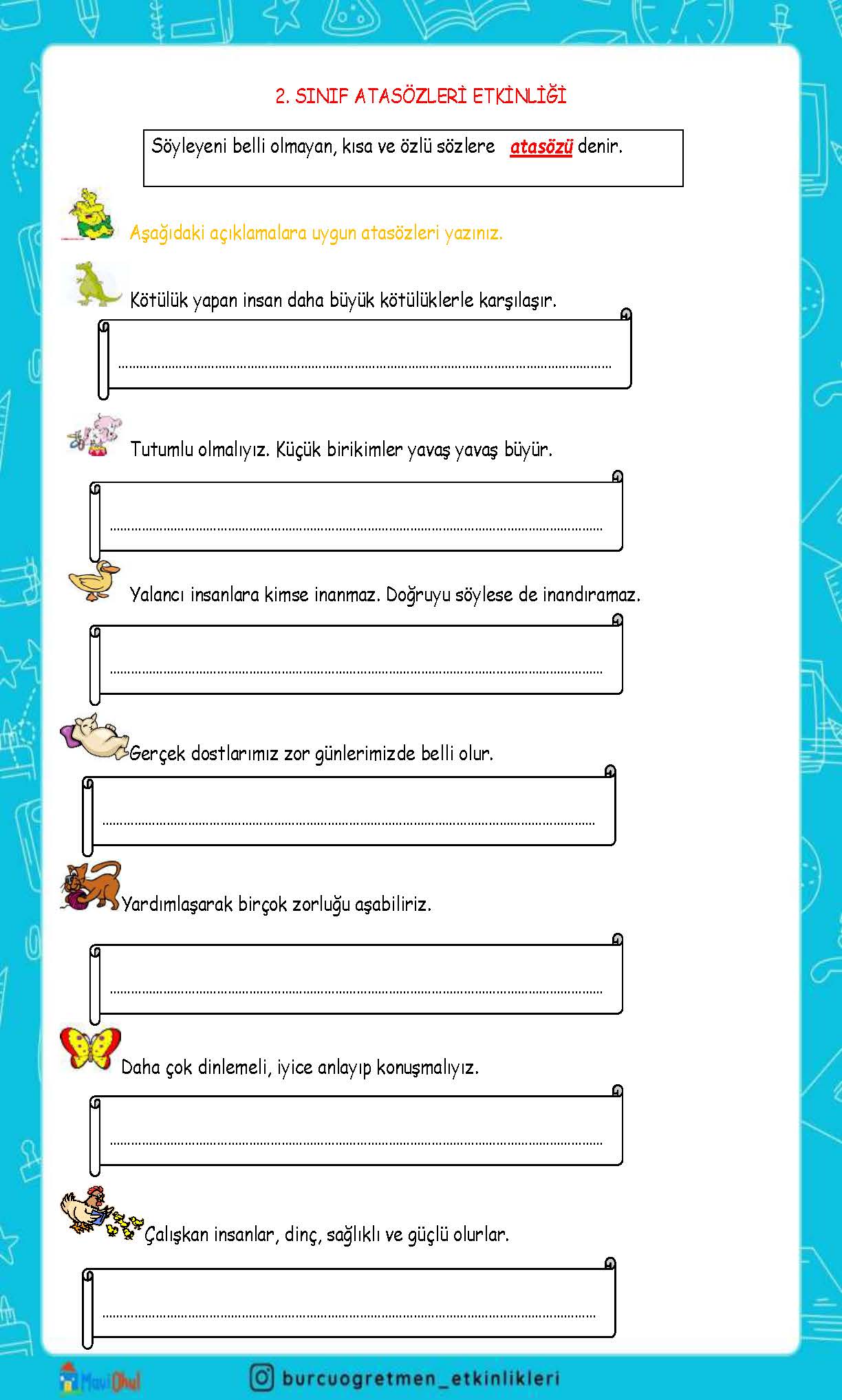 2. SINIF ATASÖZLERİ ETKİNLİĞİ