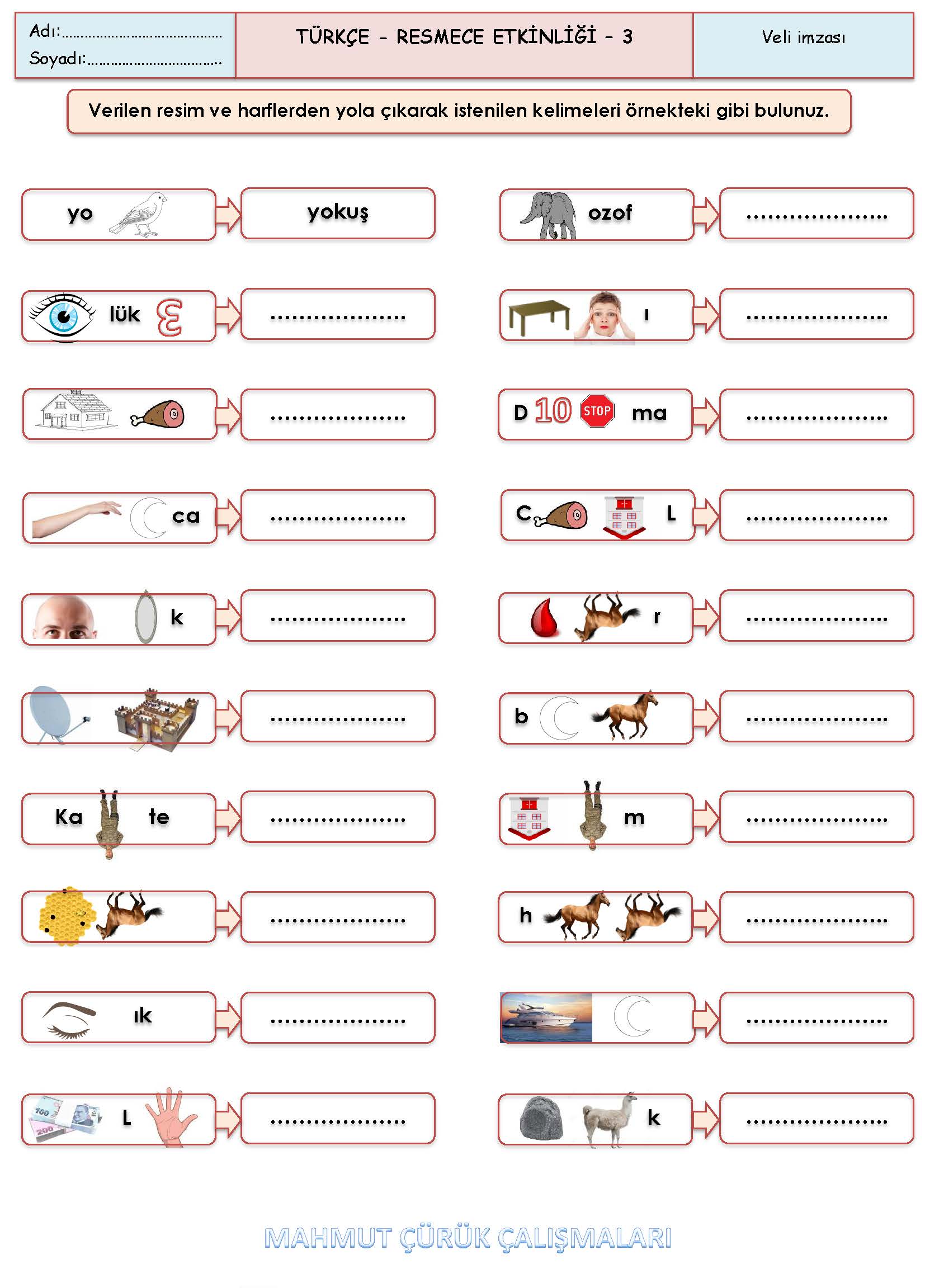 2. Sınıf Türkçe Resmece Etkinliği-3