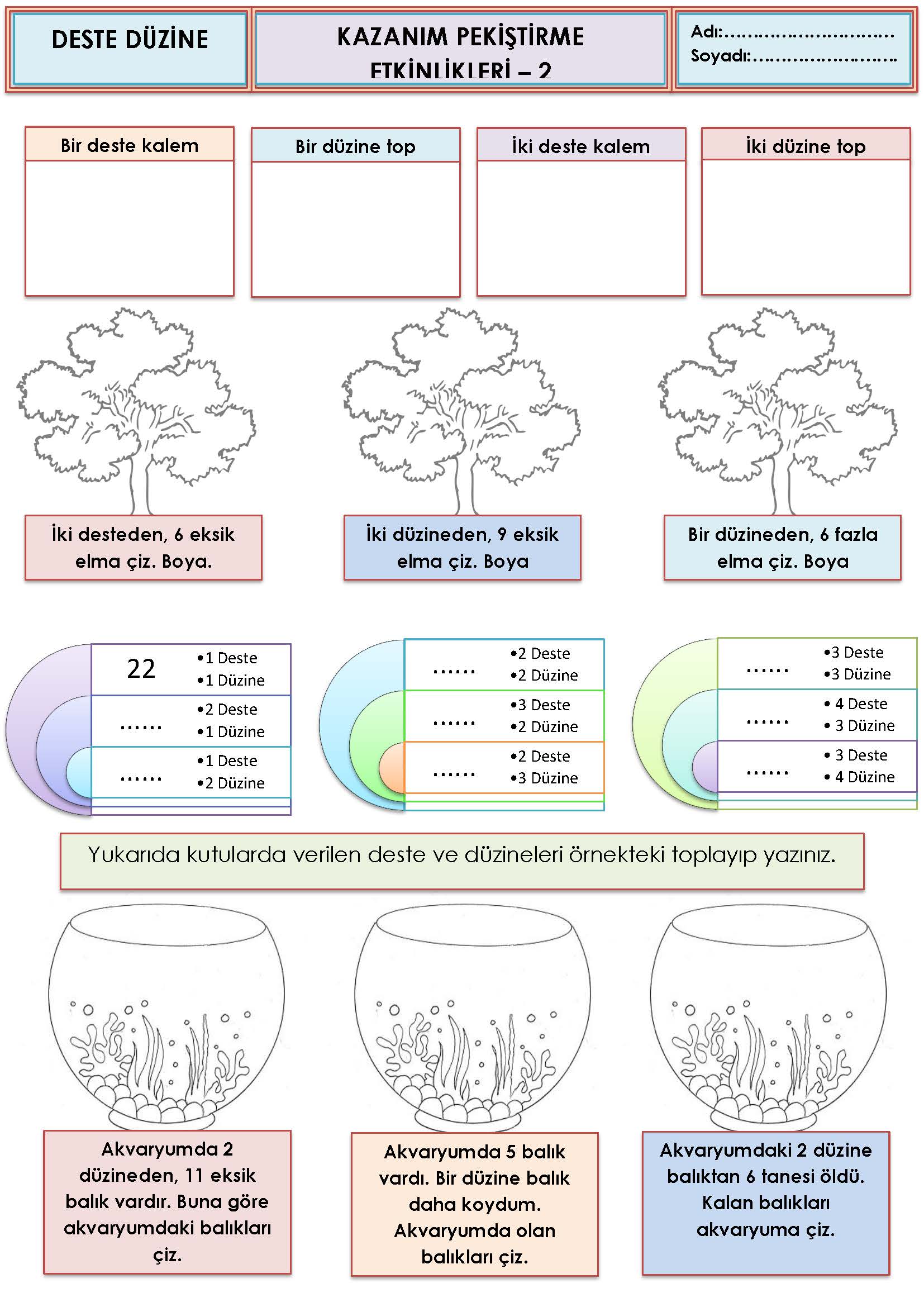 2. Sınıf Matematik Deste Düzine Pekiştirme Etkinliği