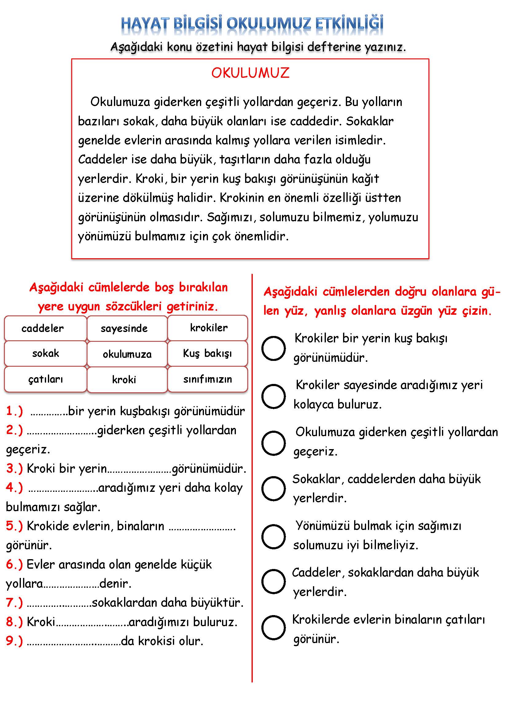 2. Sınıf Hayat Bilgisi Okulumuz Etkinliği