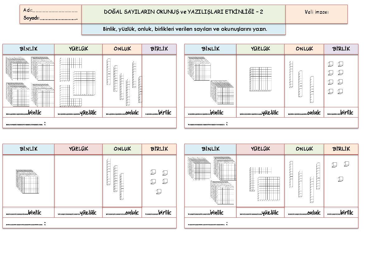4. Sınıf Matematik Doğal Sayıların Okunuş ve Yazılışları Etkinliği - 2