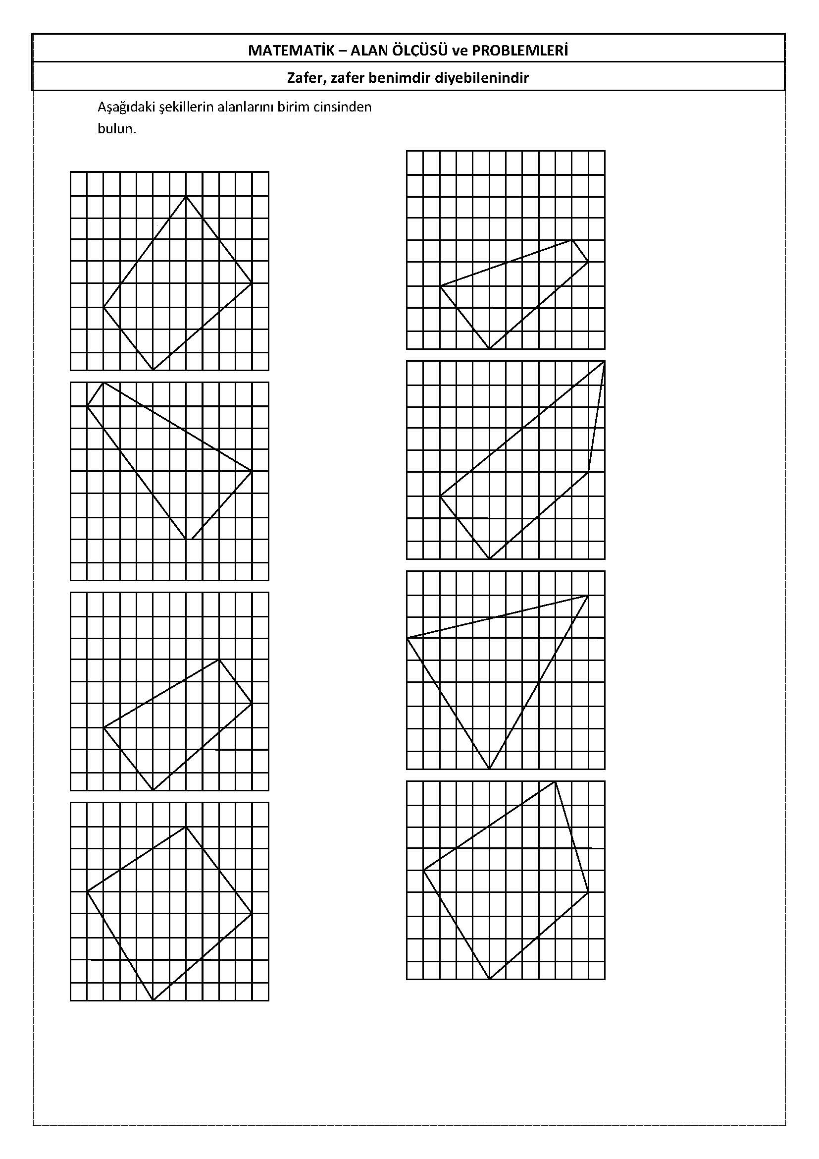 4. Sınıf Matematik Alan Problemleri