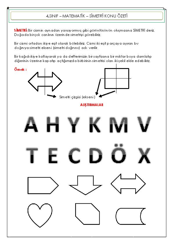 4. Sınıf Matematik Simetri Konu Özeti