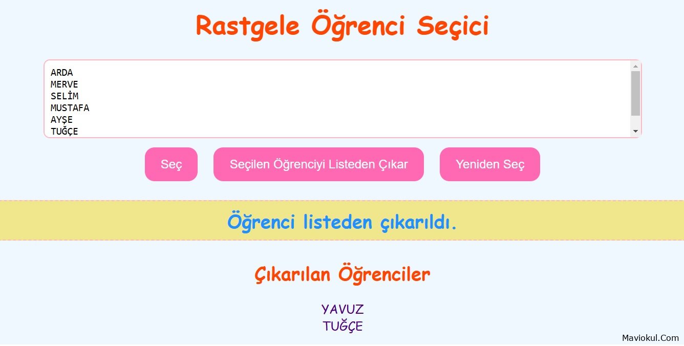 Rastgele Öğrenci Seçim Aracı