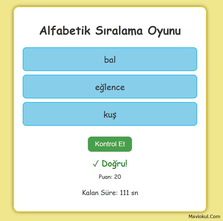 Alfabetik Sıralama Oyunu