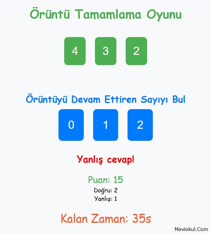 1. Sınıf Seviyesine Uygun Sayı Örüntüsü Oyunu (Maarif Modele Uygun)