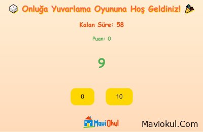 2. Sınıf Matematik En Yakın Onluğa Yuvarlama Oyunu