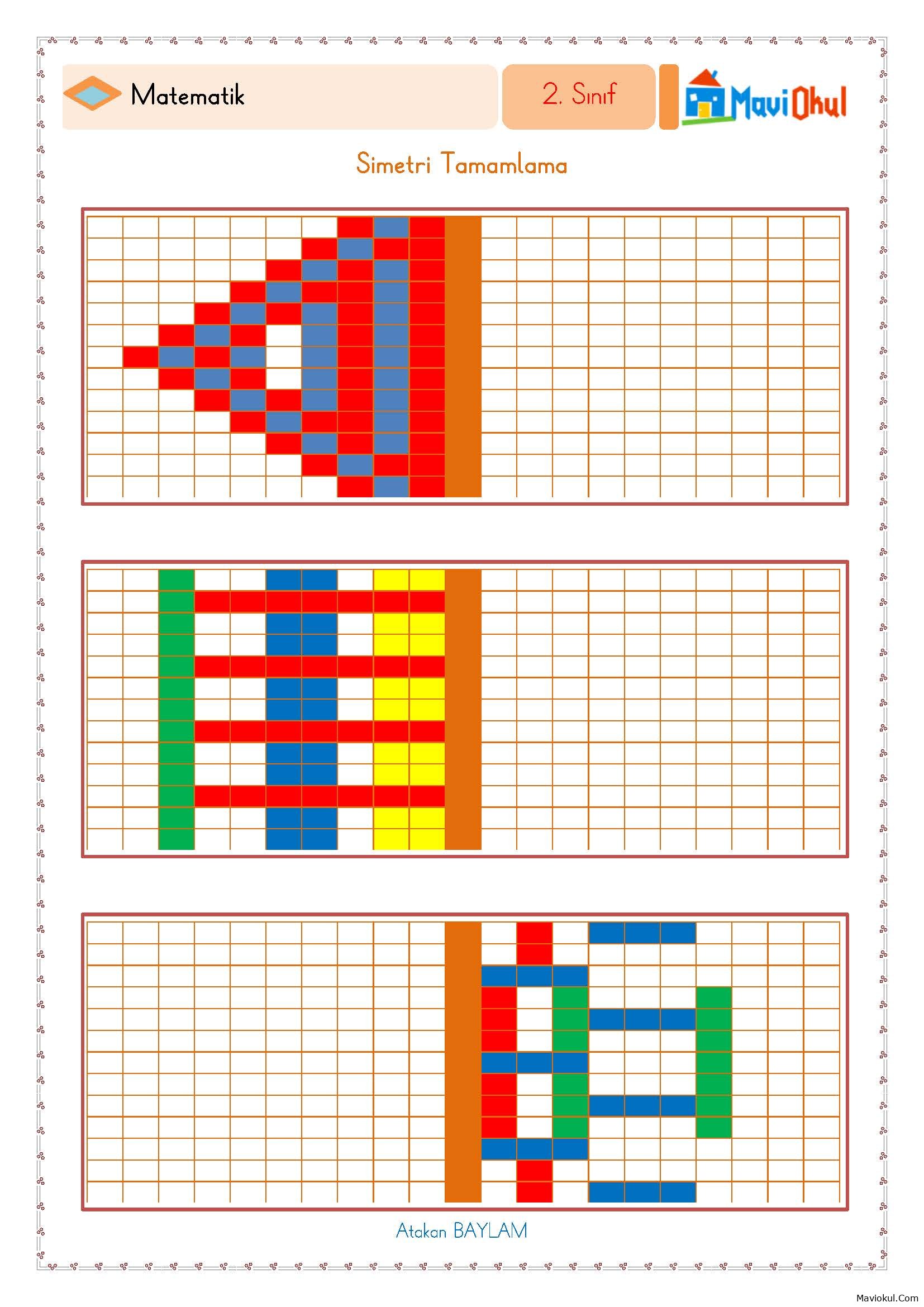 2. Sınıf Matematik Simetri Tamamlama Etkinliği