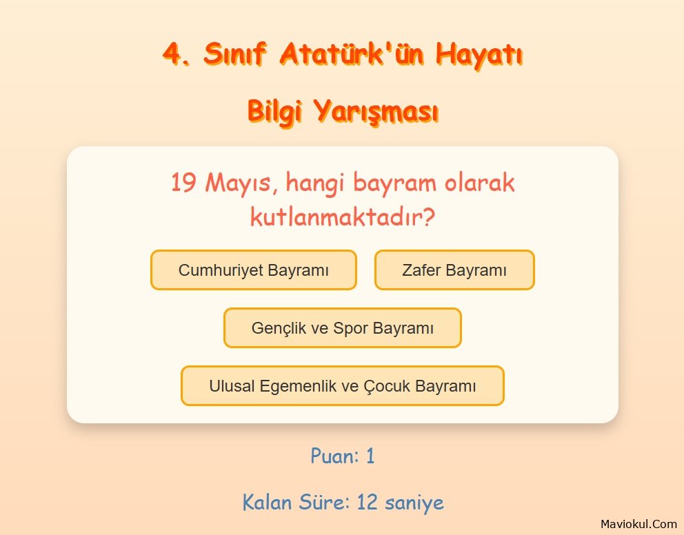 Atatürk'ün Hayatı Bilgi Yarışması