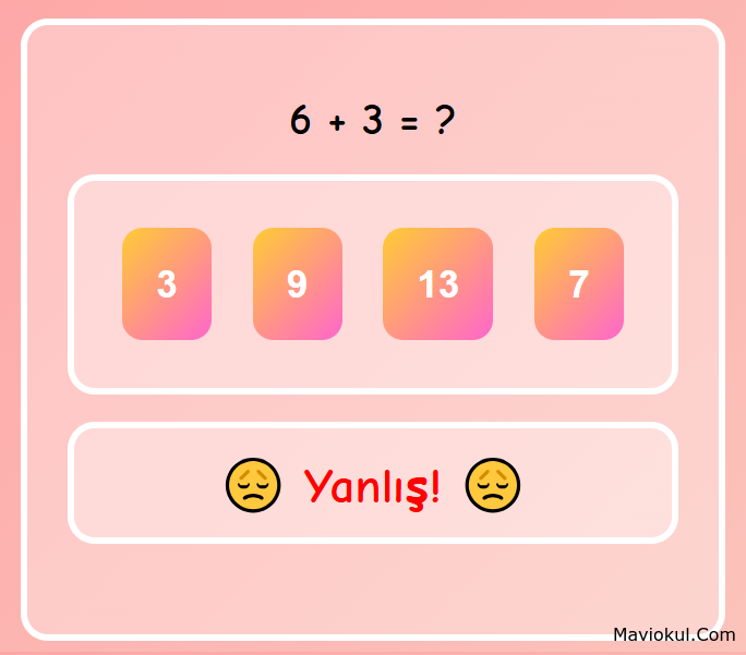 1. Sınıf Matematik Toplama ve Çıkarma Oyunu