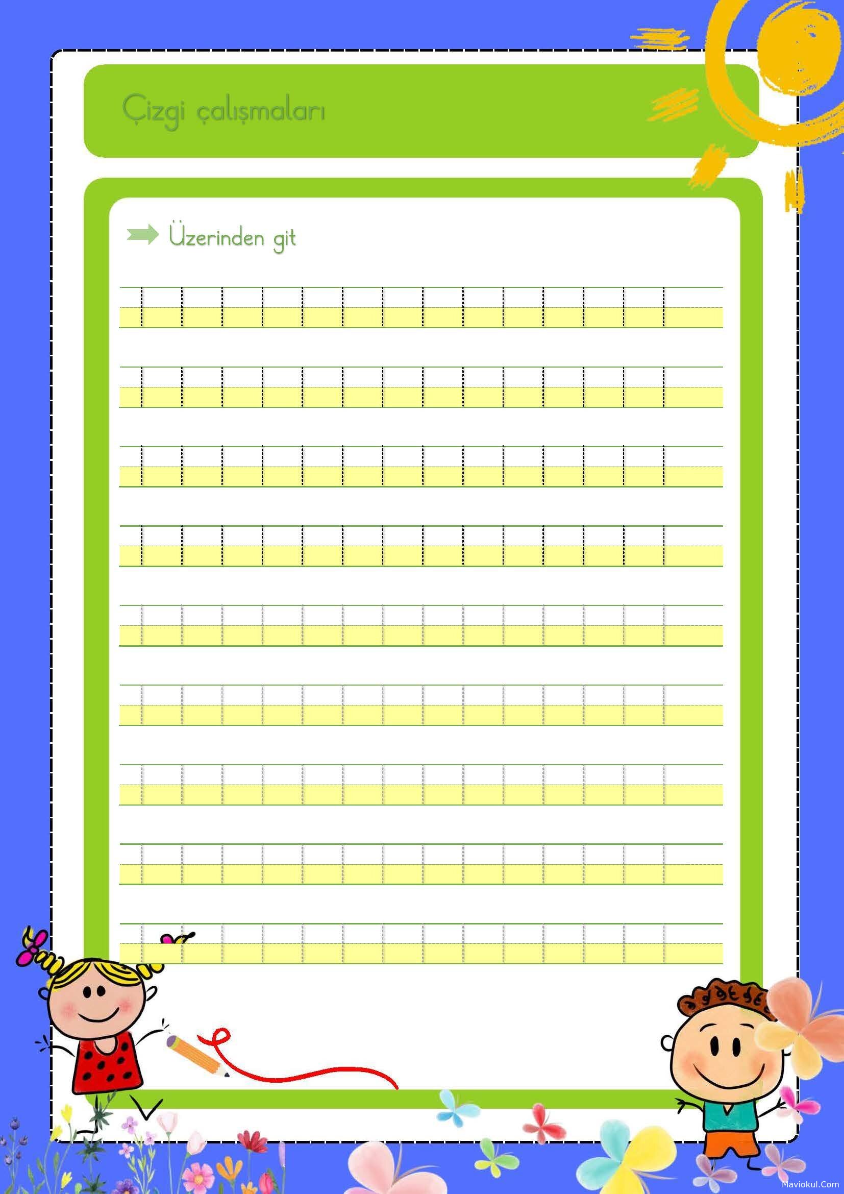 1. Sınıf Çizgi Çalışması - Dik, Uzun çizgi