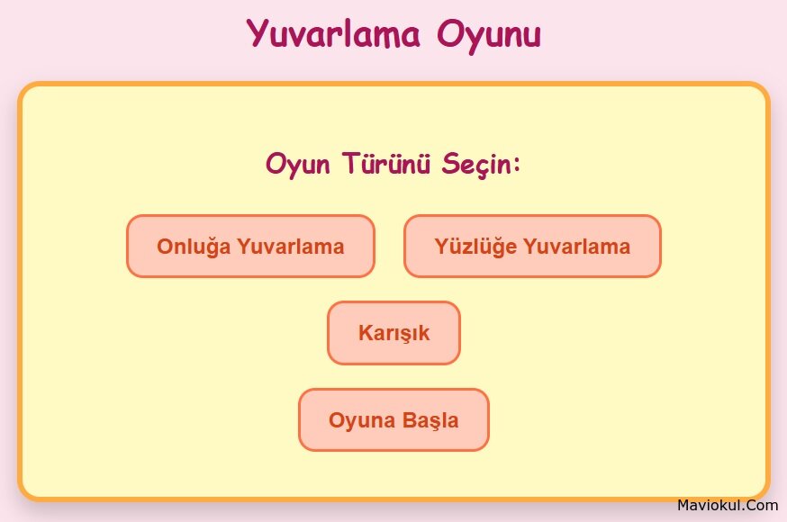 En Yakın Onluğa ve Yüzlüğe Yuvarlama Oyunu