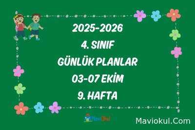 4. Sınıf 9. Hafta Günlük Planlar (03-07 Kasım)
