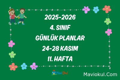 4. Sınıf 11. Hafta Günlük Planlar