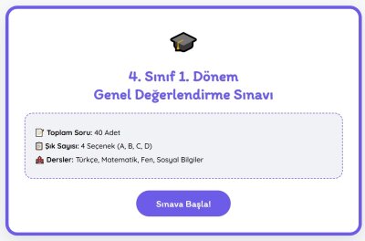 4. Sınıf 1. Dönem Genel Değerlendirme Sınavı