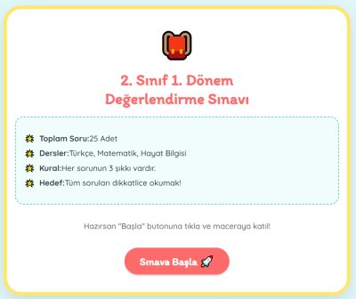 2. Sınıf 1. Dönem Genel Değerlendirme Sınavı