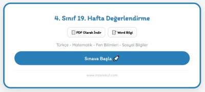 4. Sınıf 19. Hafta Değerlendirme Sınavı