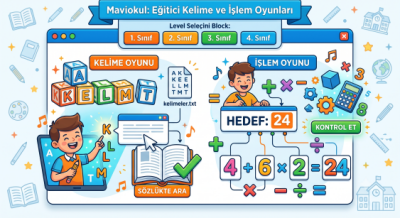İlkokul Seviyesi İçin İnteraktif Bir Kelime Bir İşlem Oyunu