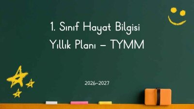 2026-2027 Eğitim Öğretim Yılı 1. Sınıf Hayat Bilgisi Dersi Yıllık Planı (TYMM)